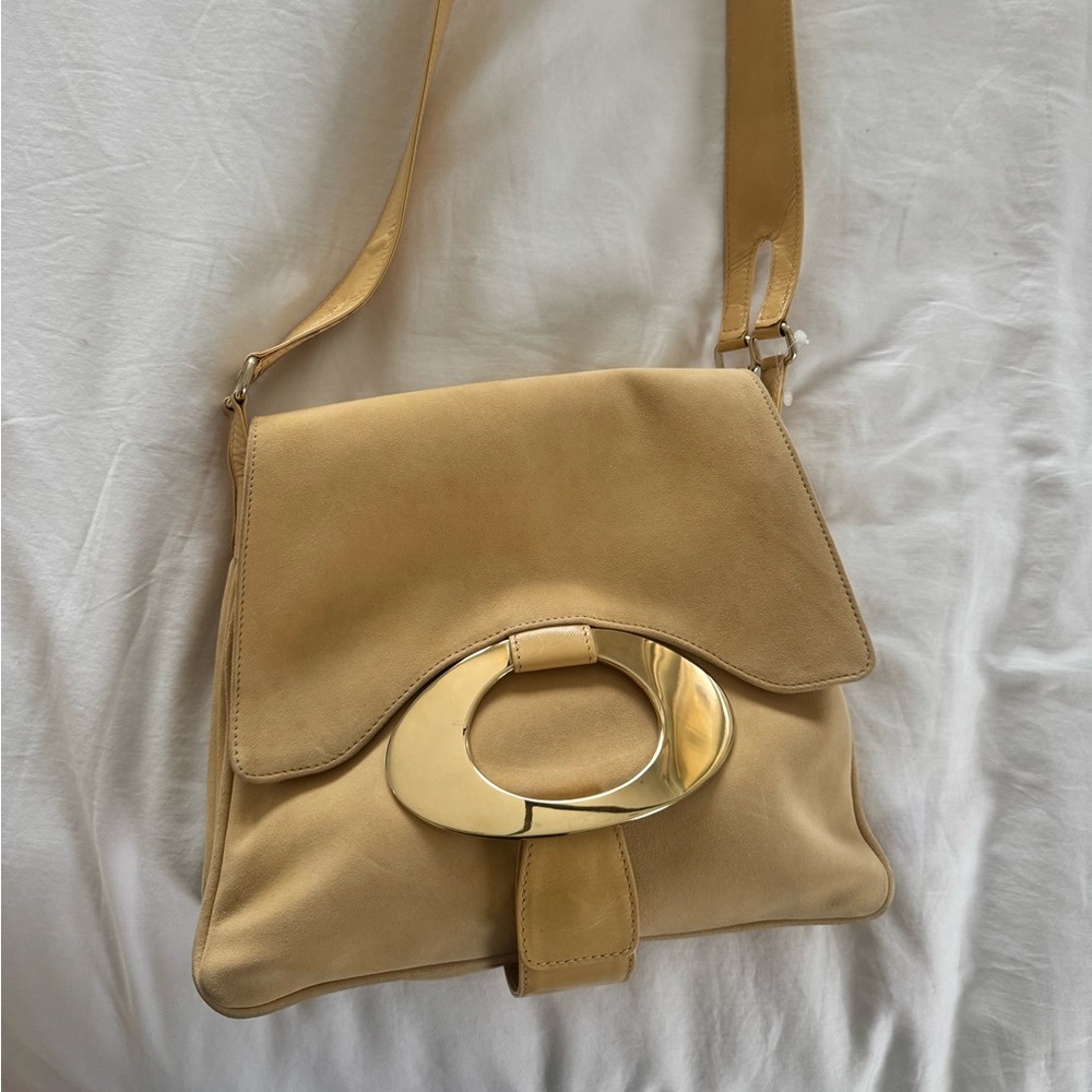 Valentino Garavani Suede and leather handbag. Like new vintage 2002 runway beige
